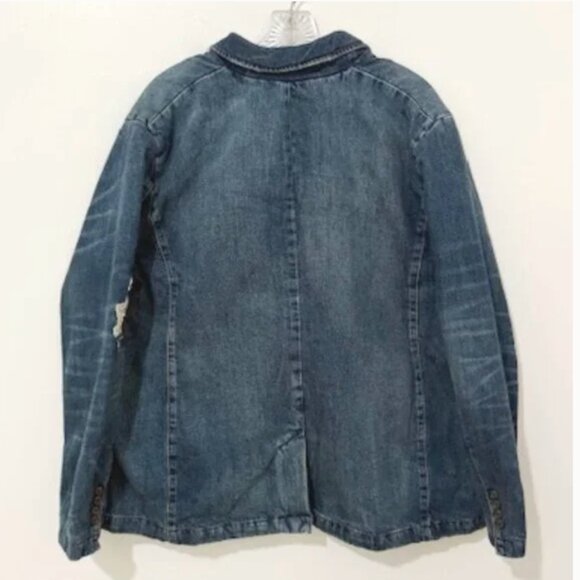 Lauren Ralph Lauren Lace Sequin Bead Applique Denim Indigo Jacket Blazer NWT - Picture 3 of 6